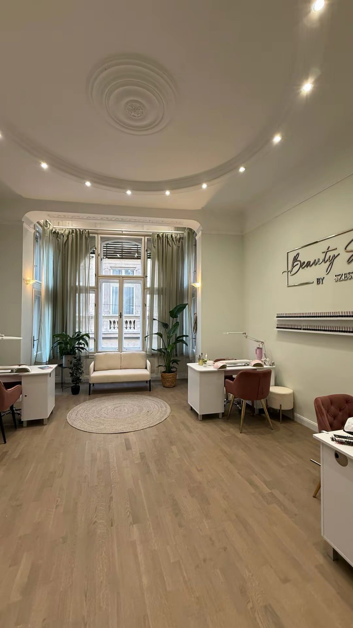 The salon's spacious treatment area